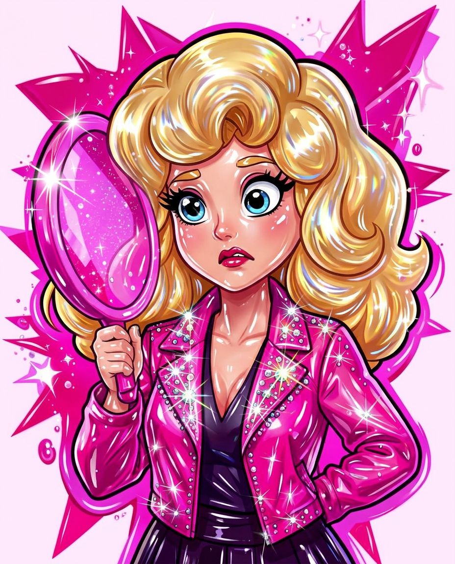 doesn't recognize herself. — glossy pink Dolly avatar